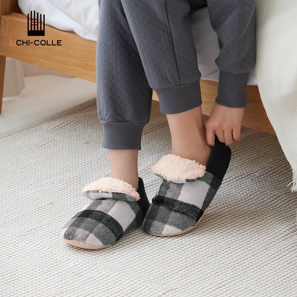 Bound Heater Room Shoes, Babouche Style, Check Pattern